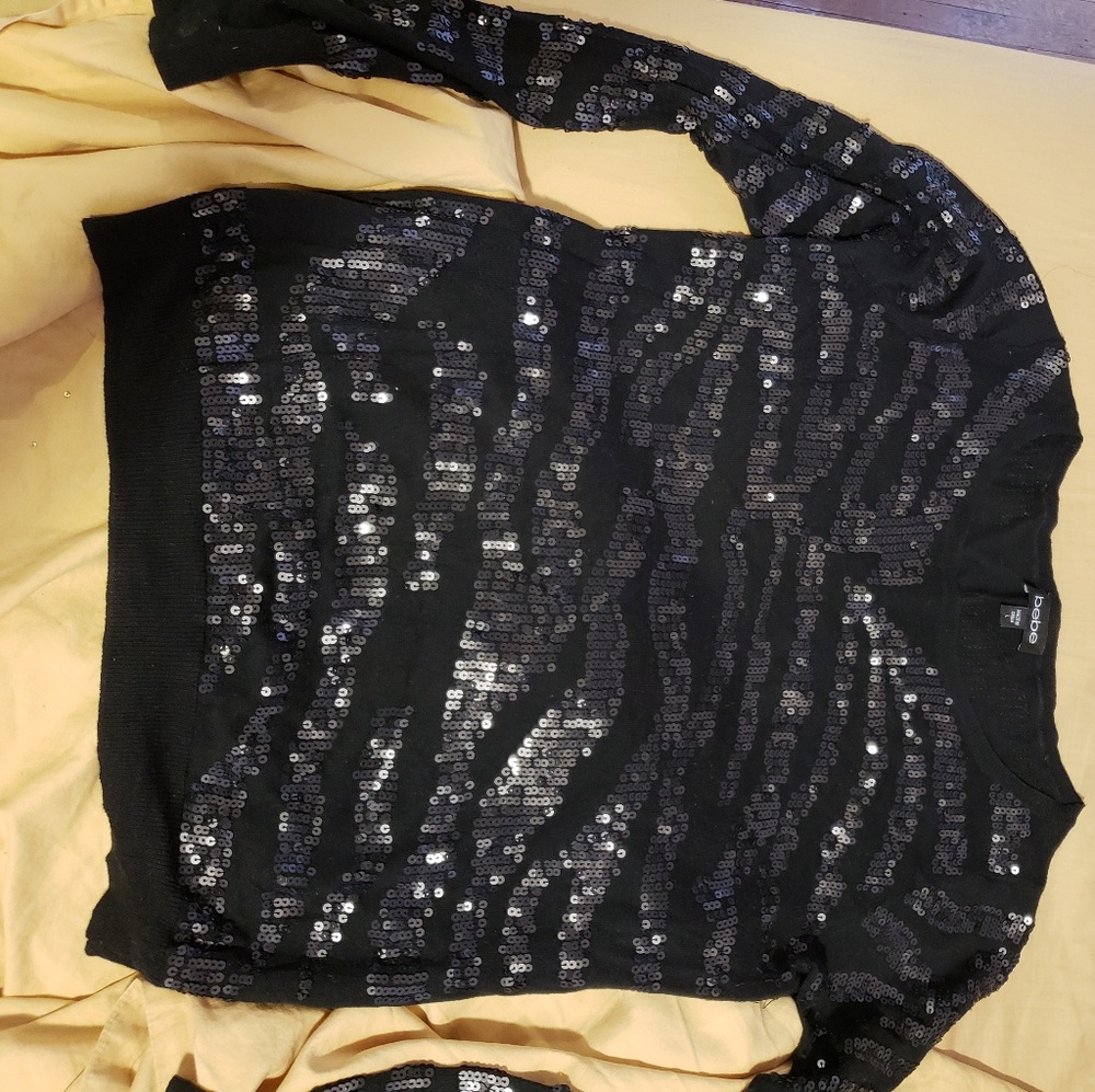 Black Bebe Sequin Sweater